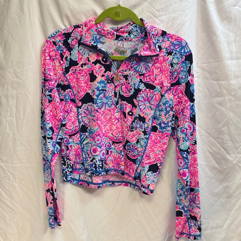 Lilly Pulitzer Pink and Blue Floral Long Sleeve Top